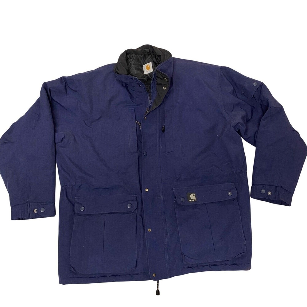 Vintage Carhartt Extremes Parka Jacket Navy Blue Approx 3XL Hood Missing